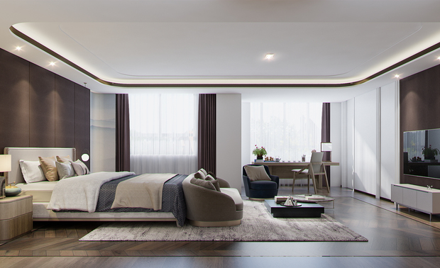卧室，是个应该静谧得空间，我们要让空间安静。
Bedroom, it is a space that should quiet, we should make a space quiet.