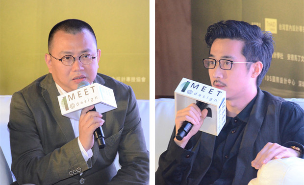 ▲左起
论坛嘉宾：深圳昊泽空间设计创始人 韩松；惟肯建筑设计事务所创始人&设计总监 谈离原
