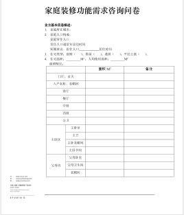 ▲ 客户需求调查表