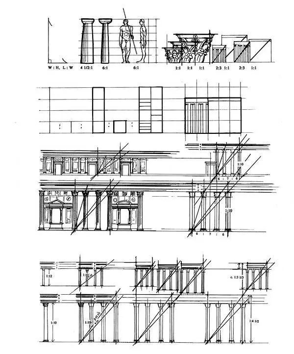 ▲ 《建筑十书》内部图示
接下来的STUDIO.Y学术探索系列篇章代表着我们自成立之初一路走来的步步思考与求索，我们认为谈论设计不仅要触及本质，更要关照当代生活现状，沿此方向探索的种种可能即构成了我们的设计启示录。
STUDIO.Y以“尺度+美学+建构+建造”为主要的设计理念与设计主张。代表客观准则的“尺度”、象征主观审美的“美学”，再加上提纲挈领的“建构”与落地终章的“建造”，汇成了STUDIO.Y自身的一整套完整的设计观。
首先，我们从尺度谈起，在建筑设计领域，尺度是指建筑与人体的大小关系和建筑各部分之间的大小关系。在室内空间设计中，尺度不仅要从物质方面满足人们对空间基本使用功能的需求，也要从精神方面满足人们对空间质量不断提高的审美需求。古希腊哲学家普罗泰格拉曾说：“人是万物的尺度，是存在的事物存在的尺度，也是不存在的事物不存在的尺度”，言及了人的决定性地位，在空间设计中也不例外，人与空间的关系以尺度连接，空间的好坏取决于人的判断，而判断标准就是“尺度”。我们认为尺度在空间中主要表现在六个维度：距离、比例、光影、声音、温度、时间。
今天，我们率先展开讨论的是“尺度篇”中的第一个维度：距离。



距离的涵义与“身体尺”

现代汉语意义上的“距离”有三种内涵：其一是指时间与空间的相隔，其二是指相隔的长度，其三是指认知及情感上的差异。这里，我们所研究的距离侧重于空间距离（两个物体之间在空间上相隔或间隔的长度）及其延伸的种种主观心理视域体验。
许慎在《说文解字》中，将“距”解释为“鸡距”，本义指鸡、雉等的腿后面突出向脚趾的部分；离，本义指猛兽。由此可见，距离最初与禽兽相关，指称也关系到辨别禽兽身体部位的某一突出特点。可以看出，距离最初是和身体有关的。到后来，这种身体上的界定慢慢地沿用到人的身上。
