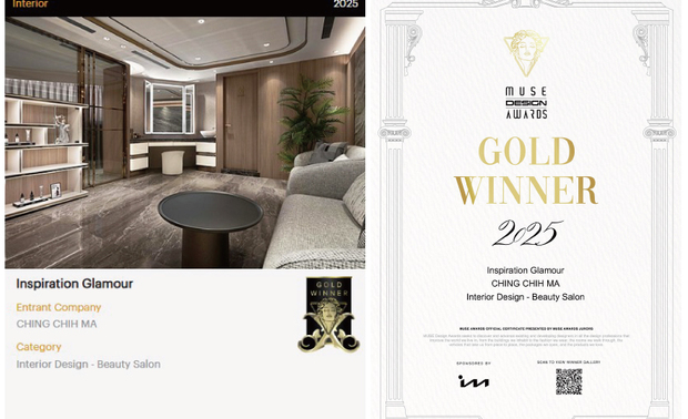 本文由OPEN编辑部撰写
MUSE Design Awards由历史悠久的国际奖项协会International Awards Associates(IAA)主办,以发掘全球设计缪思为宗旨,为建筑、室内、时尚等领域提供全面的发光舞台,每年严格的评分标准,吸引国际知名品牌与设计师争相参与。
2025年MUSE Design Awards共收到来自一百二十二个国家、超过十万份的参赛作品,并由逾两百位专业评审进行遴选,可谓最具影响力的国际奖项之一,而IAA发言人Thomas Brandt指出,「于2025年MUSE大赛胜出的获奖作品,其精緻程度与作品的完成度及深度,皆象徵着创意及设计行业的最佳表现。」他补充说:「IAA讚扬所有参赛者对工艺的奉献,并希望他们不断用热情进一步扩大创造力和设计的极限。」
品昕设计 设计总监 马静自 以温润木质基调结合黑白石材,辅以玫瑰金镀钛细节点缀,成就精品级的奢华氛围;其间运用曲线,呈现女性柔美特质,并引入直线对比,完美融合现代俐落风格的医美空间《韶华漫美》,于2025 MUSE Design Awards中胜出重围,喜迎「金奖」肯定!