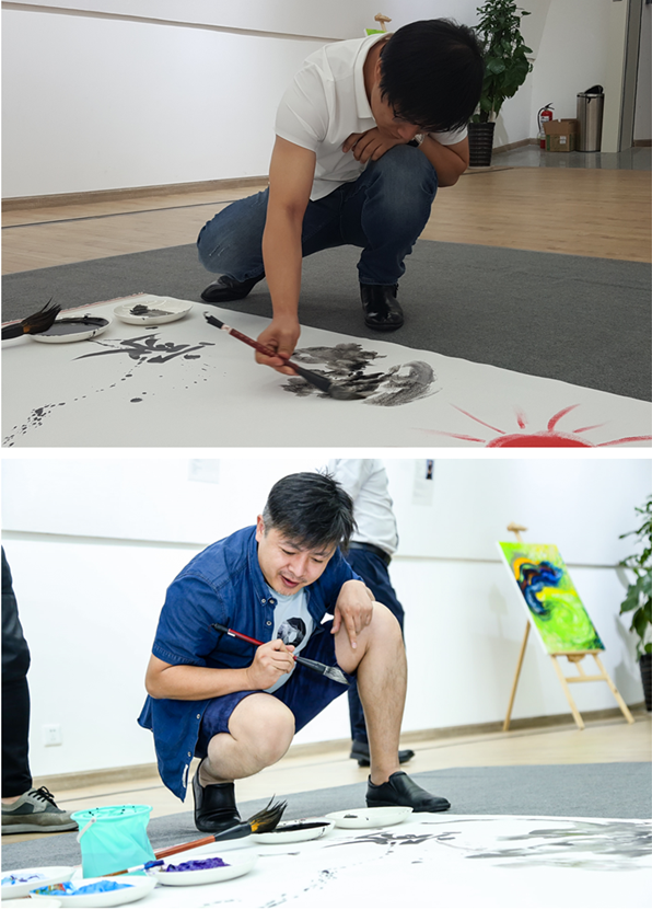图上|特邀画家冀蓦现场即兴手绘、 图下|特邀广州嘉宾赵睿现场即兴手绘