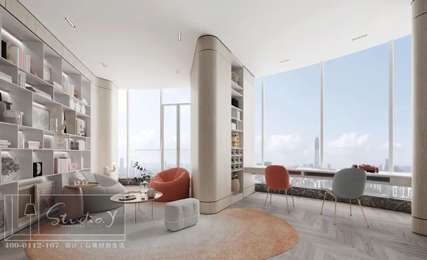 02
人与空间
空间的多元化与包容性显得人情味十足，丰富设计的可能

在足不出户的日子里，除去空间之外，打交道最多的必然是与自己的家人。而此时的家庭社交空间对于我们而言就显得格外重要，不仅要开放包容，也要考虑到每位家庭成员自身的个性特点，保持足够的契合性与私密性。

当孩子开始网上听课，家长开始线上办公，多人共处书房，书房在变成一家人的社交空间的同时，也有着负载的压力。因为低龄段孩子需要陪同，高龄段孩子害怕打扰，此时考虑到回归个体的独属空间就变得必要起来，根据各种不同的需求，来实现更加丰富多元的空间设计。让所有家庭成员各得其所，是我们设计师的重大职责。