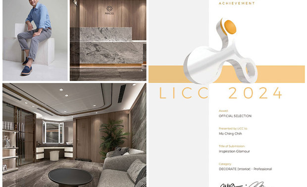 本文由OPEN编辑部撰写
全球指标性设计大奖London International Creative Competition(英国伦敦国际创意大赛,简称LICC),是由来自Farmani Group的两位艺术家Launa Bacon和Hossein Farmani所成立的,于2006年开展至今,已有十九年历史,每年皆向多国设计好手发出邀请,藉由评选出当中佼佼之作,引领建筑、绘画、影像等11大创作领域齐步向前,参赛作品除了能与各国大将切磋,更能得到将作品展示于世人眼前的大好机会!
依循业者品牌高档精緻的形象,品昕设计 设计总监 马静自 于多处边角细节环绕玫瑰金镀钛饰条,携手精选的艺术展品共呈华美大气感,其讲究材质选配及收尾工艺的细腻手法,造就医美空间《韶华漫美》质感满盈的时尚观感,更赢获2024 LICC赛事「Official Selection」认可!