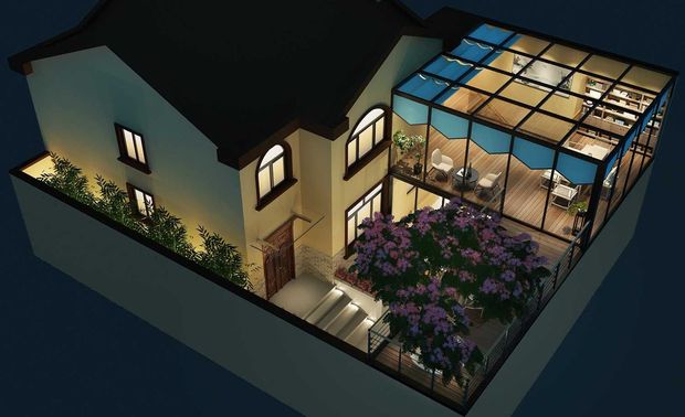 后院夜景