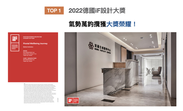 世界四大设计奖之一的德国 iF 设计大奖（iF DESIGN AWARD），自1954 年创办至今已拥有超过60 年的悠久历史，在国际间具有指标性及前瞻性。简兆芝室内设计在生殖医学中心作品《煦光蕴玉》中，运用代表女性生育的弧形线条，搭配温润木质，一同勾勒柔美气韵，寓意深远的绝美之作获得2022「iF设计大奖」！
