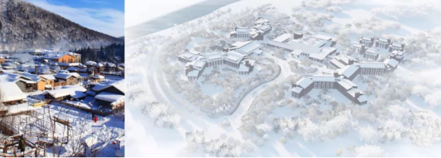 雪乡民居与HYATT酒店群的规划鸟瞰图