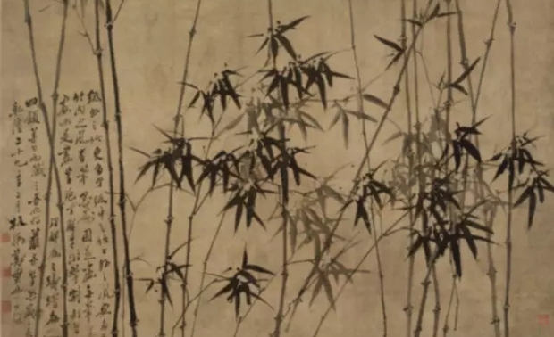 由这幅画提取的禅意，分解出镂空部分和竹印部分，结合了当代手法和当代艺术。