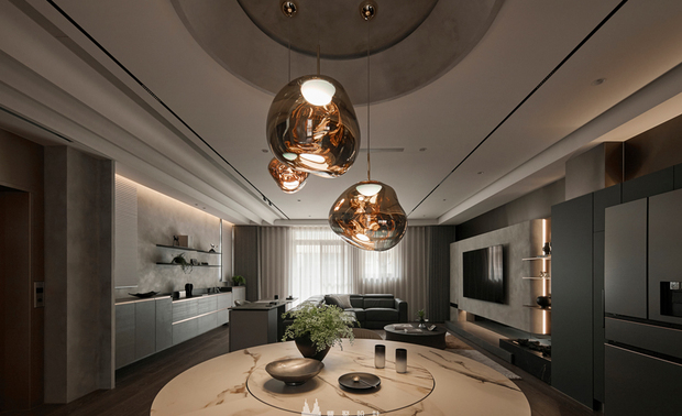 
深邃底蕴打造圆融之心 成就生活美学的当代诗篇

丰聚设计 设计总监 李羽芝、执行总监 黄翊峰 以圆融哲学为设计理念，从圆桌的团聚意象到圆顶的月盈呼应，从弧形线条至光影韵律，皆诉说着关于圆满与归属的故事。牆面一致的特殊纹理贯穿全室，让场域既独立又相连；异材质的巧妙结合使设计独一无二，其华丽质感在光晕下自然显露却不显张扬，那份细腻与美感一贯地流淌其中，陪伴着日常片刻。在这以深邃为底、圆润为心的空间裡，每个瞬间都值得细细品味，转角处处都承载着生活的温度与记忆。

案例资讯

设计团队：丰聚设计
案名：Chic Obsidian 华邃
项目类型：新屋、电梯别墅
项目地址：台湾宜兰
项目坪数：134坪
主要建材：义大利大板砖、镀钛金属、订製铁件、玻璃砖、义大利特殊漆、茶镜、茶玻、RGB变色灯条、波龙毯、进口系统板材、进口五金、超耐磨木地板、订製家具、原厂灯具、电动窗帘、裱皮革板、情境控制系统、电动磁浮门、进口磁吸把手

丰聚室内装修设计有限公司
地址：台中市南屯区向上路三段367号
电话：04-2319 6588
传真：04-2310-6553
信箱：jtid2007@gmail.com
网址：http://www.fertility-design.com/
LINE：https://line.me/R/ti/p/%40fertility-design

OPEN Design动能开启传媒：https://www.openworld.tv/