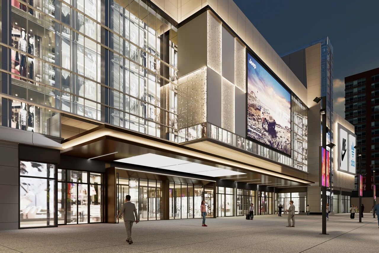 户外广场开阔而富有层次感，主入口设计既大气又温馨，成为居民与访客交流互动的温馨港湾。